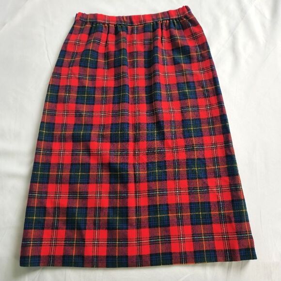 Vintage Pendleton 100% Wool Skirt Red Plaid Pencil Authentic Boyd Tartan - Picture 1 of 12